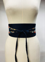 Ceinture triangle bleu marine motif dragon