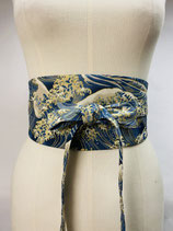 Ceinture Obi Vague doré bleu