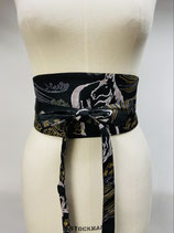 Ceinture Obi cheval fond noir uni noir