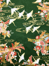 Furoshiki Grue fleurs vert