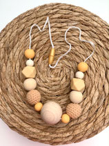 Stillkette  Silikonperlen und Holzperlen natur/beige/