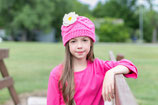 Pink and Flower Wool Gloria Beanie /Hat