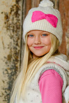 White Pink Wool Lara Beanie /Hat