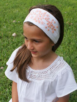 Cynthia Embroidered -White Peach headband