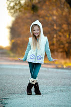 Ecru & Lilac  Gianna Butterfly  Knit Zip Hoodie VEST