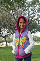 Lilac Butterfly  Knit Zip Hoodie VEST