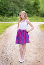 Purple Estella Stripe Sash Skirt - Girls