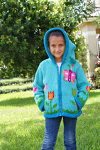 Blue Butterfly  Knit Zip Hoodie