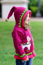 Berry and Cherry Happy Llama Knit Zipped Hoodie