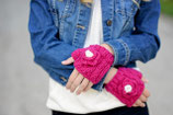 Mauve Flower Fingerless Mittens