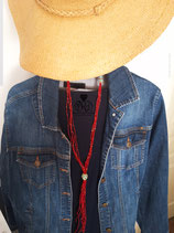 Long collier de rocailles et perles de cristal