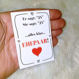 kleine Spruch - Kärtchen für Hochzeits Glücksbringer Gastgeschenk