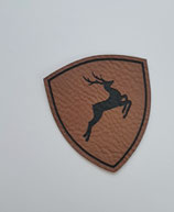 Kunstlederlabel Wappen Springinkal braun