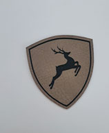 Kunstlederlabel Wappen Springinkal taupe