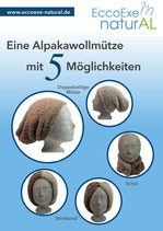 Doppelseitige Mütze, auch als Schal zu benutzen, Alpakawolle 100% und Alpakawolle boucle (89% Alpakawolle und 11% Elasthan)