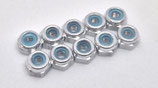 10 St. Aluminium Sechskantmutter M2.5 (selbstsichernd)