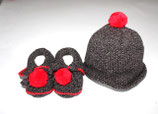 Babyset Mütze und Schuhe, Grösse Neugeborene - 6 Monate