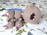 Babyset  Hase, Mütze und Hasenfinkli, Grösse Neugeborene - 6 Monate