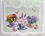 Carol Greeting Card　NCP2105　Pansy Tea Cups 10枚入りBOX