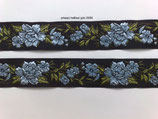 Borte unterschiedlichen Längen Rosenranken Blüten Blumen gemustert Tracht Landhaus Dirndl Wiesn Bordüre Jaquard Webband Meterware Design Deko edel 35mm breit