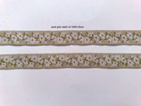 2m Borte Trachten Blüten Retro Bordüre Jaquard Webband Meterware Design Deko edel gemustert 20mm breit Farben: sand/ grün/ weiß/ rot