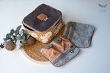 ZippKram  deluxe *~* Projekttasche / Kosmetiktasche / rosa, Natur & aubergine