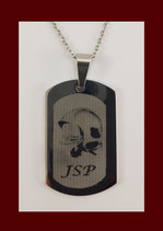 Pendentif  ou Porte-Clé   J.S.P   (Jeune Sapeur Pompier) " Plaque rectangle en acier" 35 mm.