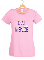 Tee-shirt femme jeux de chat m'épuise