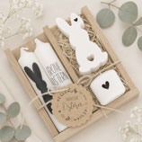 Geschenkset Kerzen klein "Frohe Ostern" mit Häschen