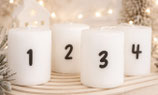 Adventskerzen 1 - 4 Weiss