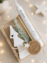 Geschenkset Kerzen "Frohe Weihnachten" mit Tanne