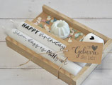 Geschenkset Kerzen "Happy Birthday" Mint
