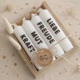 Geschenkset Kerzen klein "Liebe, Freude, Mut & Kraft"