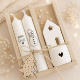 Geschenkset Kerzen klein "Kleiner Gruss" Schneemann