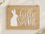 Schild "Hello Spring"