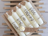 Geschenkset Kerzen klein "Mut, Hoffnung, Liebe..." Creme