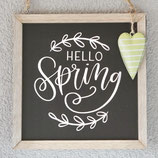 Tafel "Hello Spring" mit hellgrünem Herz