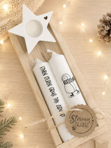Geschenkset Kerzen klein "Einen lieben Gruss im Advent" Pinguin