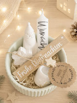 Geschenkset Schale Mint "Frohe Weihnachten"