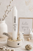 Kerzenhalter Beige mit Häsli "Frohe Ostern"