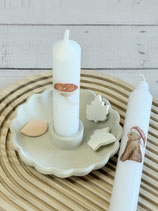 Kerzenhalter "Lina" Beige mit zwei Herbstkerzen