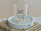 Beton Teelichthalter mit Windlichtglas "Home sweet Home"