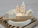 Teelichthalter Creme "Zuhause"
