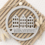 Häuchenkranz "Willkommen" Grau