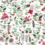 Canterbury Blumenwiese - rot/grün  - 100% Baumwolle - Digitaldruckstoff - Breite ca. 150 cm