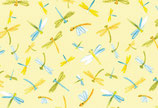 Junge Linie Libellen gelb bunt 100% Baumwolle, Druckstoff, Breite ca. 150 cm, Oeko-Tex®-Standard 100