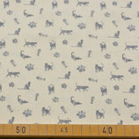 Katzen Silhouette - 100% Baumwolle Druck - Breite 140 cm - 140 g/m²