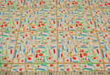 French Terry - Nähkram ;-) - bunt auf off white - 95% Cotton  5% Elasthan - Breite 150 cm - 240 g/m²