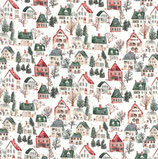 Weihnachten Trondheim Häuschen im Schnee - 100% Baumwolle - DigitalDruckstoff - Breite ca. 150 cm