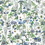 Canterbury Blumenwiese - blau/weiß  - 100% Baumwolle - Digitaldruckstoff - Breite ca. 150 cm
